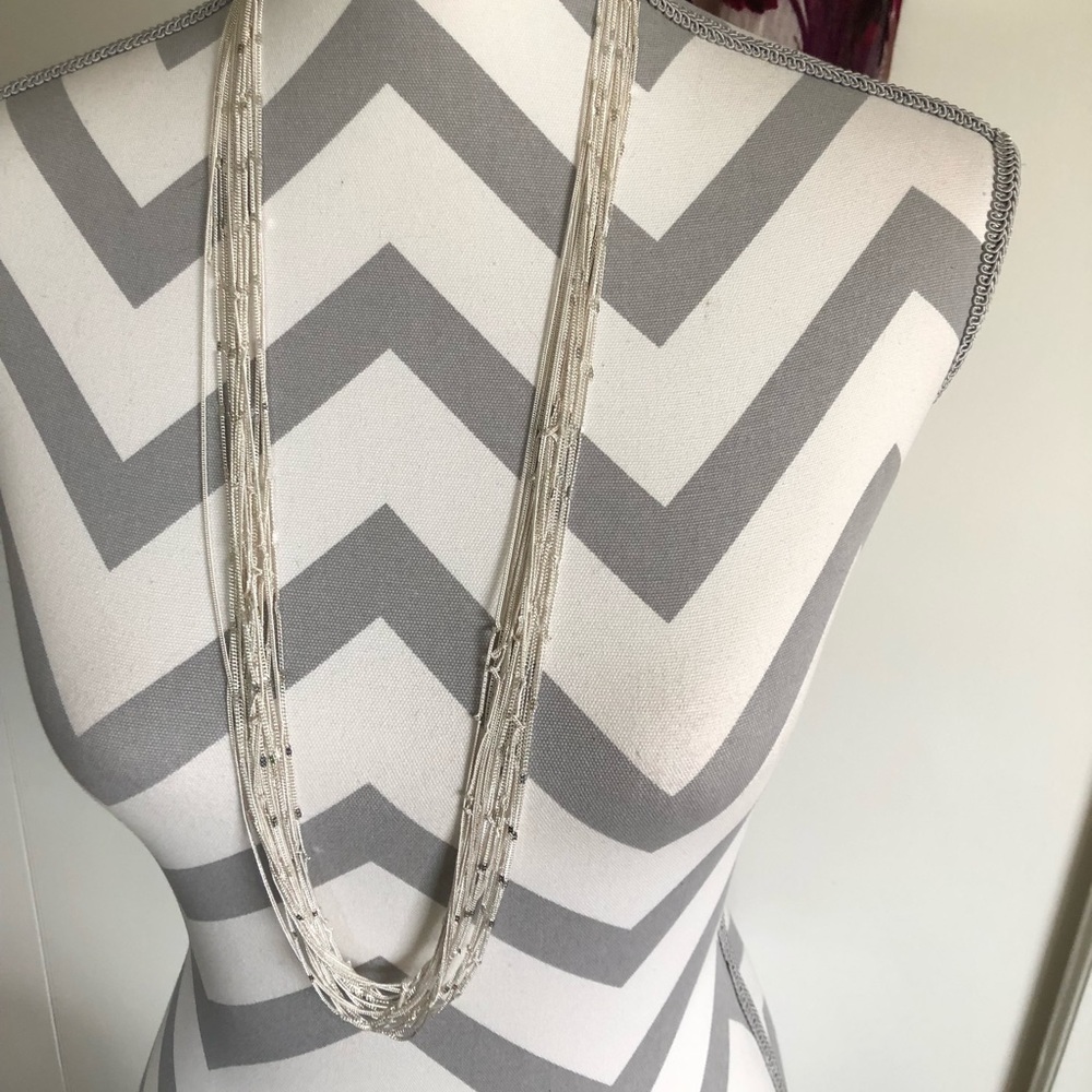 Long silver necklace